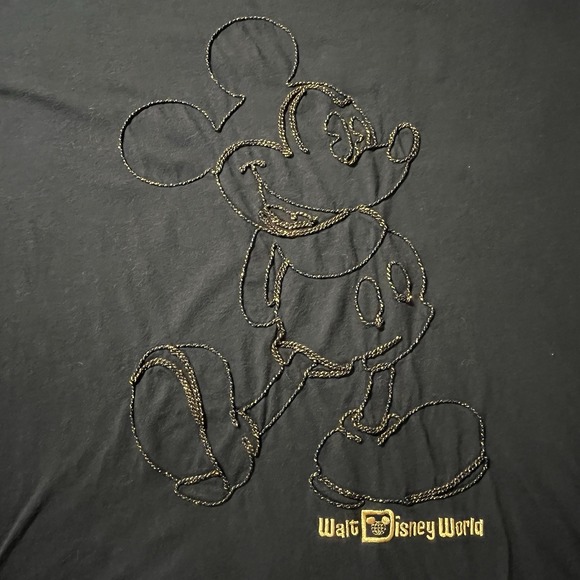 Disney Parks Sz 2X Mickey Mouse Tank Top Gold Black Piped Raised Outline - Picture 1 of 12